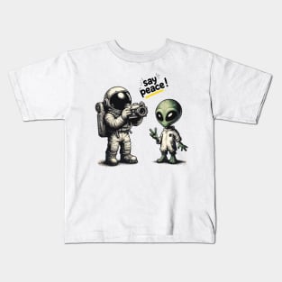 Astronaut - Say Peace Kids T-Shirt